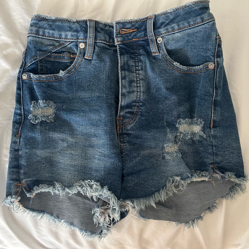 Free People CRVY Vintage Frayed Hem High-Rise Shorts- Size 25